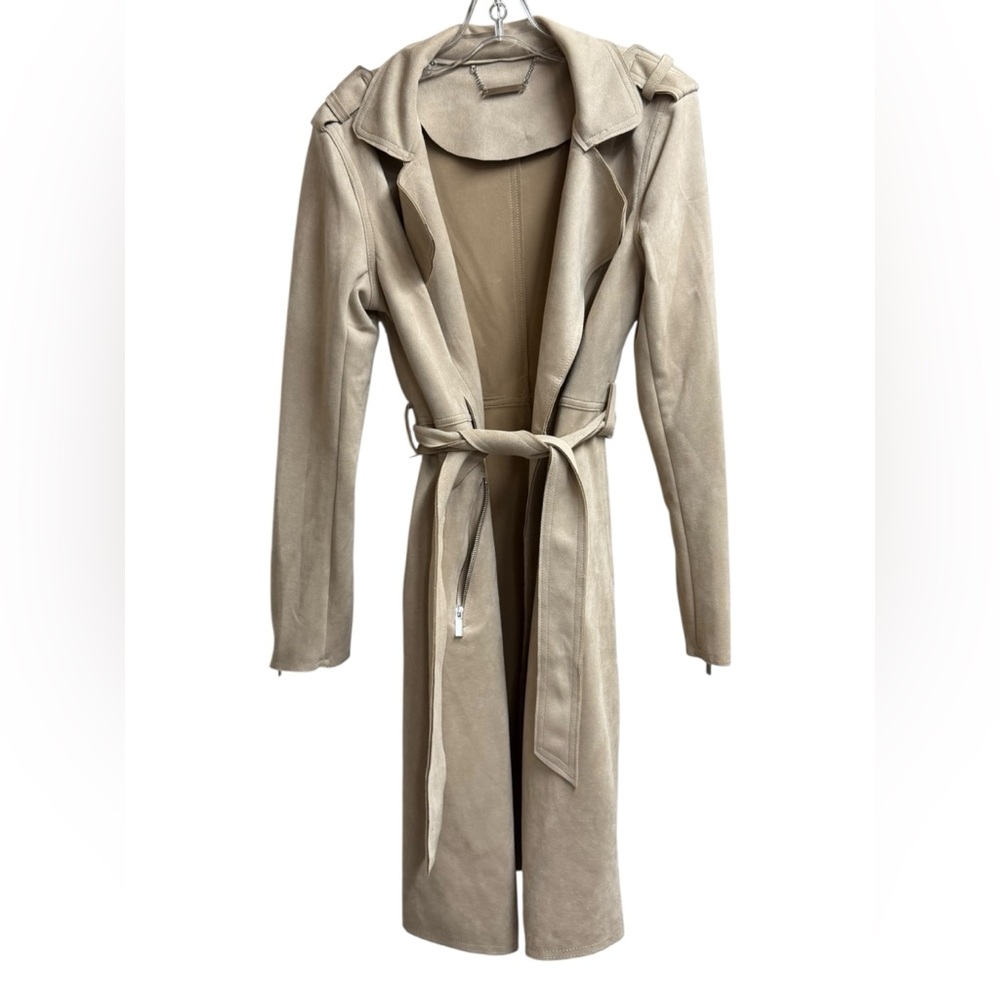 Tahari Faux Leather Trench Coat